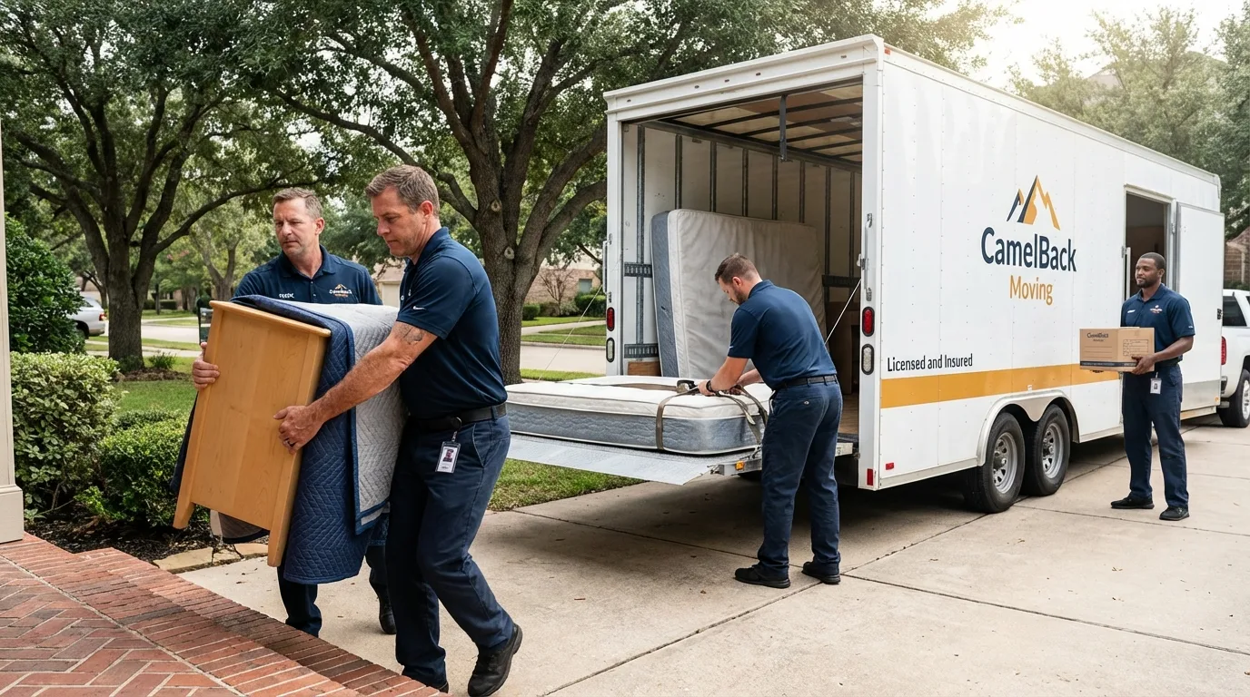 Crew loading residential truck for cross-state move from Nashville, MI
