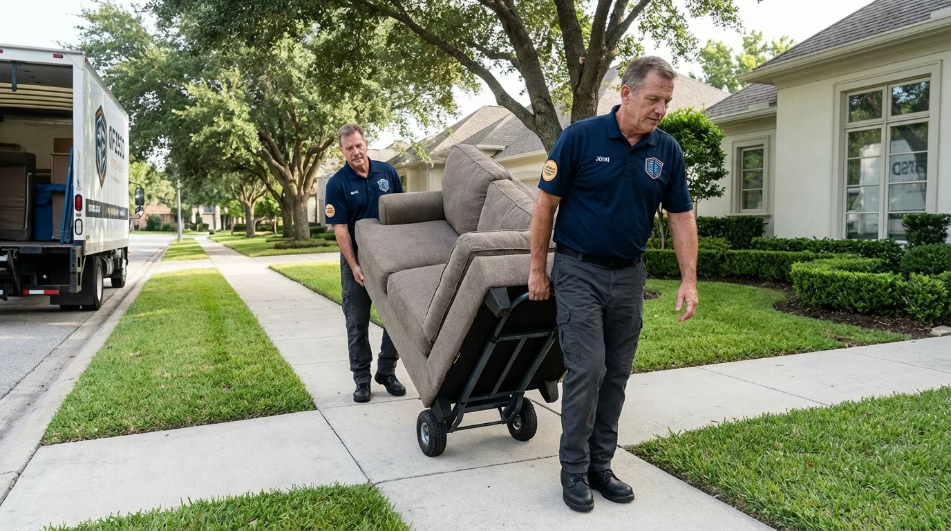 Local residential moving crew loading furniture in Nashville, MI